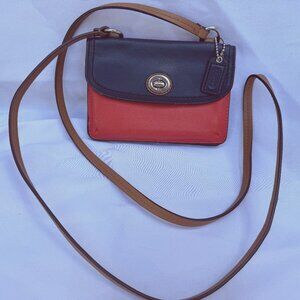 COACH Dylan Park Colorblock Crossbody Vermillion/Navy F49554